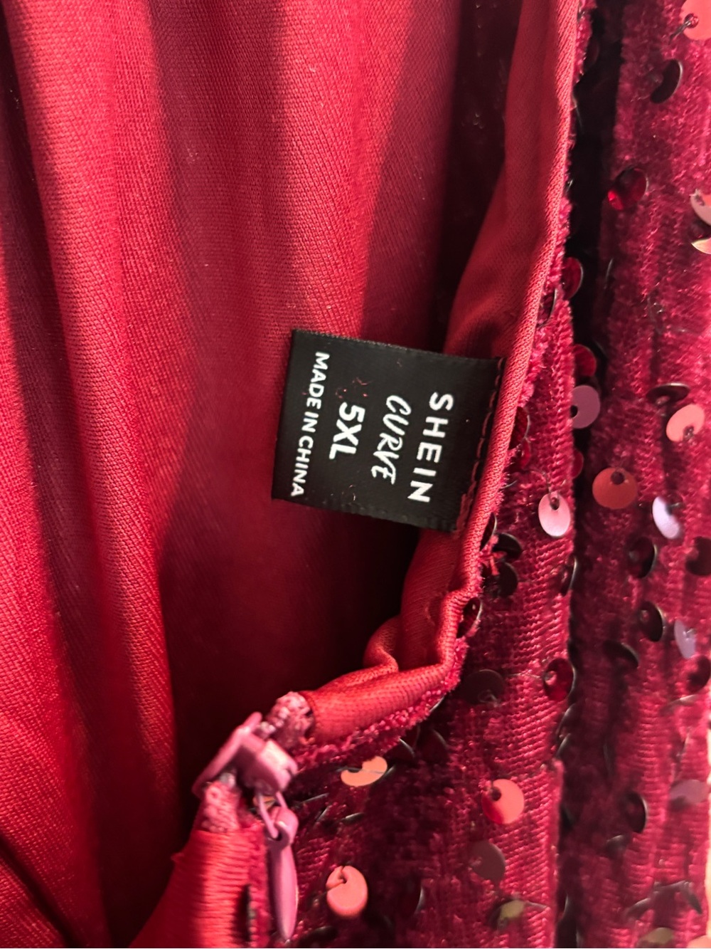SHEIN Curve Burgundy Sequin Dress
